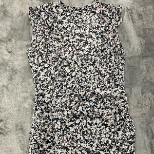 Express floral smocked tie shoulder ruffle dress